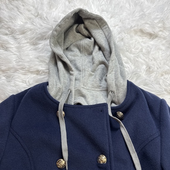 MAEVE By ANTHROPOLOGIE Twofer Peacoat Jacket With Removable Hood Liner Small S - Picture 8 of 14